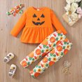 thumbnail image 2 of Cdudpw Cute Toddler Baby Girls Halloween Clothes Set Long Sleeve T-Shirt and Pants Kids 2pcs Outfits(Y209-Orange), 2 of 9