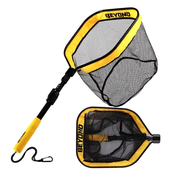 Beyond Braid Floating Fishing Net with Handle – Folding Fishing Net for Easy Storage – Telescopic Landing Net for Bass, Trout, Kayak & Boat Fishing – Durable, Lightweight & Fish Friendly