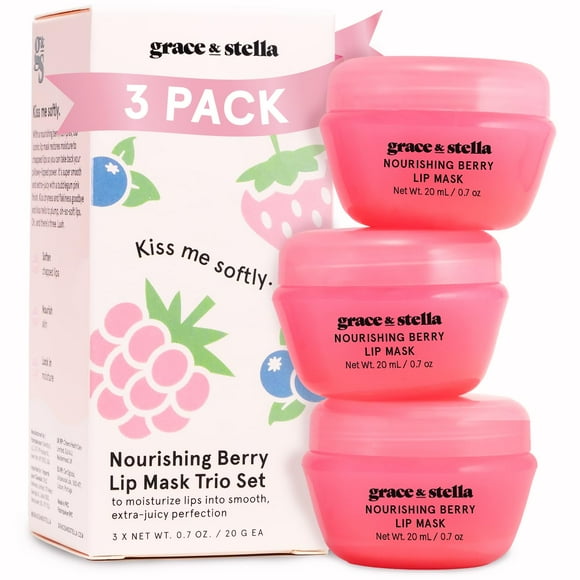 Bálsamo labial Grace & Stella Kiss Me Softly Berry, 20 ml (paquete de 3)