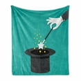 thumbnail image 1 of Wizard Soft Flannel Fleece Throw Blanket, Hands in White Gloves Holding a Magic Wand with Stars Above Black Hat, Cozy Plush for Indoor and Outdoor Use, 50" x 70", Turquoise Yellow, by Ambesonne, 1 of 6