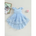 thumbnail image 2 of Bagilaanoe Little Girls Formal Dress Flying Sleeve A-line Princess Dresses 1T 2T 3T 4T 5T 6T 7T Kids Evening Tulle Dress for Wedding Birthday Party Gown, 2 of 9