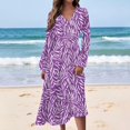 thumbnail image 2 of WTOBBY Women's Long Sleeve Casual Floral Print V-Neck Waist Long Dress Flowy Maxi Style with Adjustable Tie Versatile Print for Seasonal Outings Lightweight Fabric,Purple XL, 2 of 4