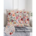 thumbnail image 3 of Waterproof Outdoor Throw Pillows with Inserts 16"x16", Pink Flowers Soft Decorative Pillowcases for Couch Bedroom, Spring Farmhouse Floral Leaves Vintage Pillow Covers for Sofa Living Room, 3 of 8