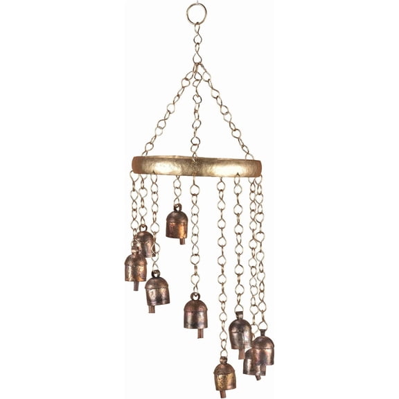 Vivanta Rustic Wind Chimes for Outside – 18" Handmade Metal Hanging Bells – Garden Decor for Outside Yard Porch Patio – Outdoor Wind Chimes Bronze Finish – Boho Yard Decorations