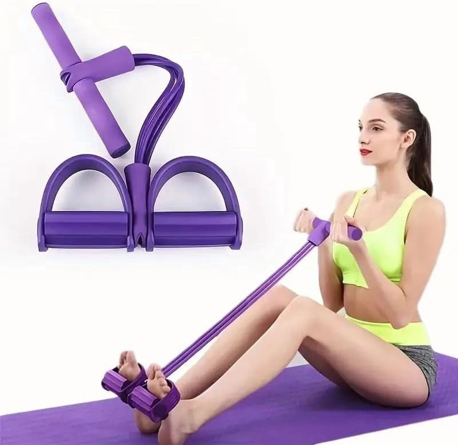 JJEAN-21 Fitness Resistance Bands-4 Tube Pedal Ankle Puller,Pedal Resistance Band with Handle,Resistance Bands,Strength Training, Tummy, Waist, Arm, Leg Slimming, Home Gym Exercise Equipment