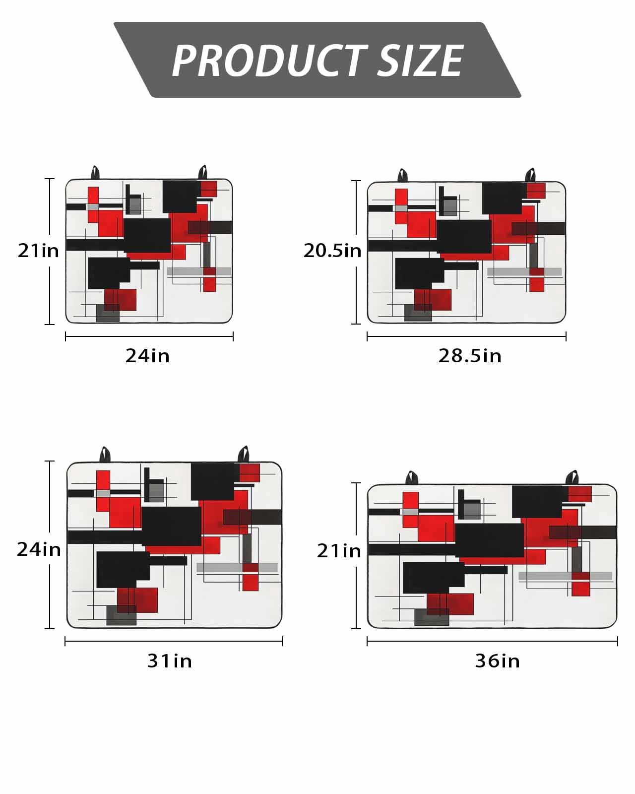 Stove Top Covers for Electric Stove, Red Grey Black Glass Stovetop Cover Protector, Irregular Modern Geometric Abstract Induction Cooktop Protector Oven Mat for Kitchen Countertop 24"x21"