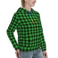 thumbnail image 6 of Picia Buffalo Plaid Green Black Pattern Casual Women's Hoodie, Hooded Sweatshirt with Kangaroo Pocket, Comfortable Pullover with Eye-catching Drawstrings-Large, 6 of 7
