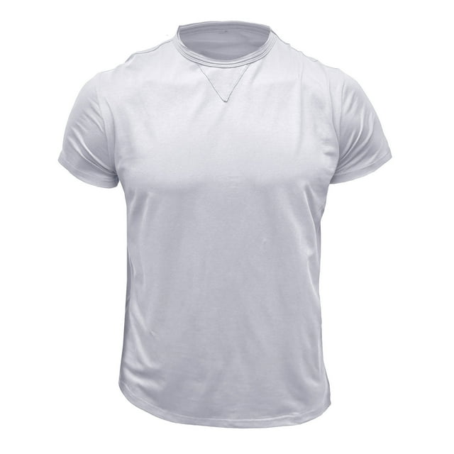 Penkiiy T-Shirt à Manches Courtes pour Hommes, Mode Décontractée, Col Rond, Boutons, Blanc