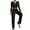 507_Black, variant on ZHENHONG Pajamas for Women, 2 Piece Long Sleeve Button Front V Neck Floral Print Lettuce Trim Pajama Set, Women's Sleepwear Black