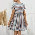 thumbnail image 4 of POINTERTECK Robe Décontractée pour Femmes Robe d'Été Col Rond Rayée à Boutons Mini Robe Décontractée Vêtements pour Femmes L Bleu, 4 of 9