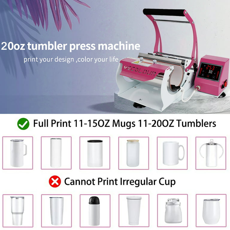SHZOND 30OZ Tumbler Heat Press Machine 110v,11-30OZ Mug Tumbler Press  Machine DIY Cup Mug Press Machine Pink 