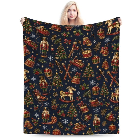 Christmas Nutcracker Ornament Blanket Gift Throw Blanket Cozy Soft Holiday Home Decor Gift for Family 50x40