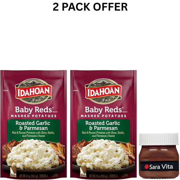 Idahoan Baby Reds Mashed Potatoes with Roasted Garlic & Parmesan Side Dish, 4.1 oz