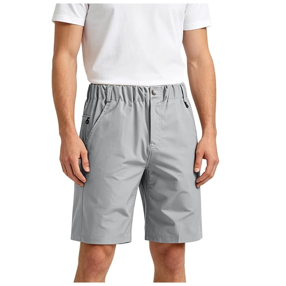 Zshosam Workout Shorts Men Big and Tall Mens Shorts Casual Sports with Elastic Waist Zipper Pockets (Grey,M)