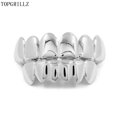 thumbnail image 1 of Gold Silver Plated HIP HOP Tooth Grillz Top&amp; Bootom Groll Set With Silicone Vampire Teeth Best Gift ForChristmas BLD, 1 of 7