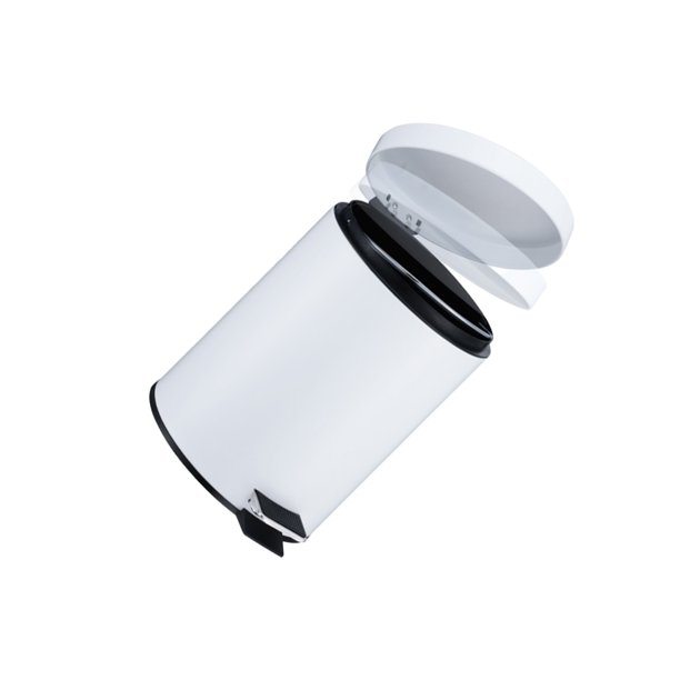 Bewildely Tapa de cubo de basura Pedal de basura Paso de metal Cubo de basura Acero inoxidable Gran capacidad para almacenamiento de Suministros de limpieza para el hogar Blanco/5L