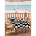 thumbnail image 2 of 54x80 Inch Outdoor Tablecloth with Umbrella Hole Zipper Rectangle 3D Optical Illusion Rectangular Tablecloths Outside Waterproof Black White Checkered Plaid Visual Trap Patio Table Cover for Picnic, 2 of 8
