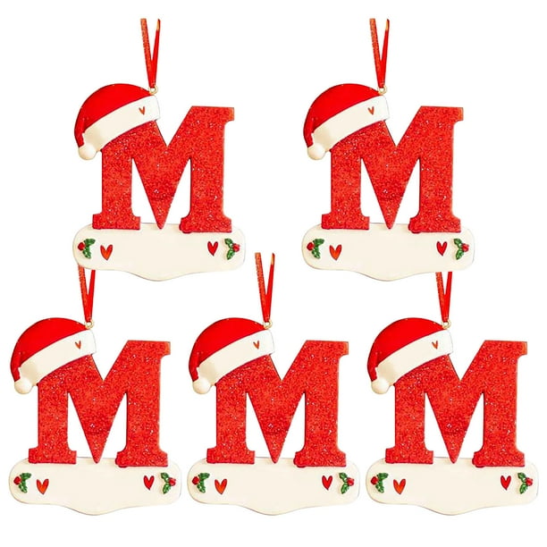 Fiudx Colgante de Letra Navideña, Diseño de Nombre Personalizado para Escribir, Decoración Navideña Acrílica Festiva para Árbol de Navidad, Regalo Significativo para Familiares y Amigos, Juego de 5 P
