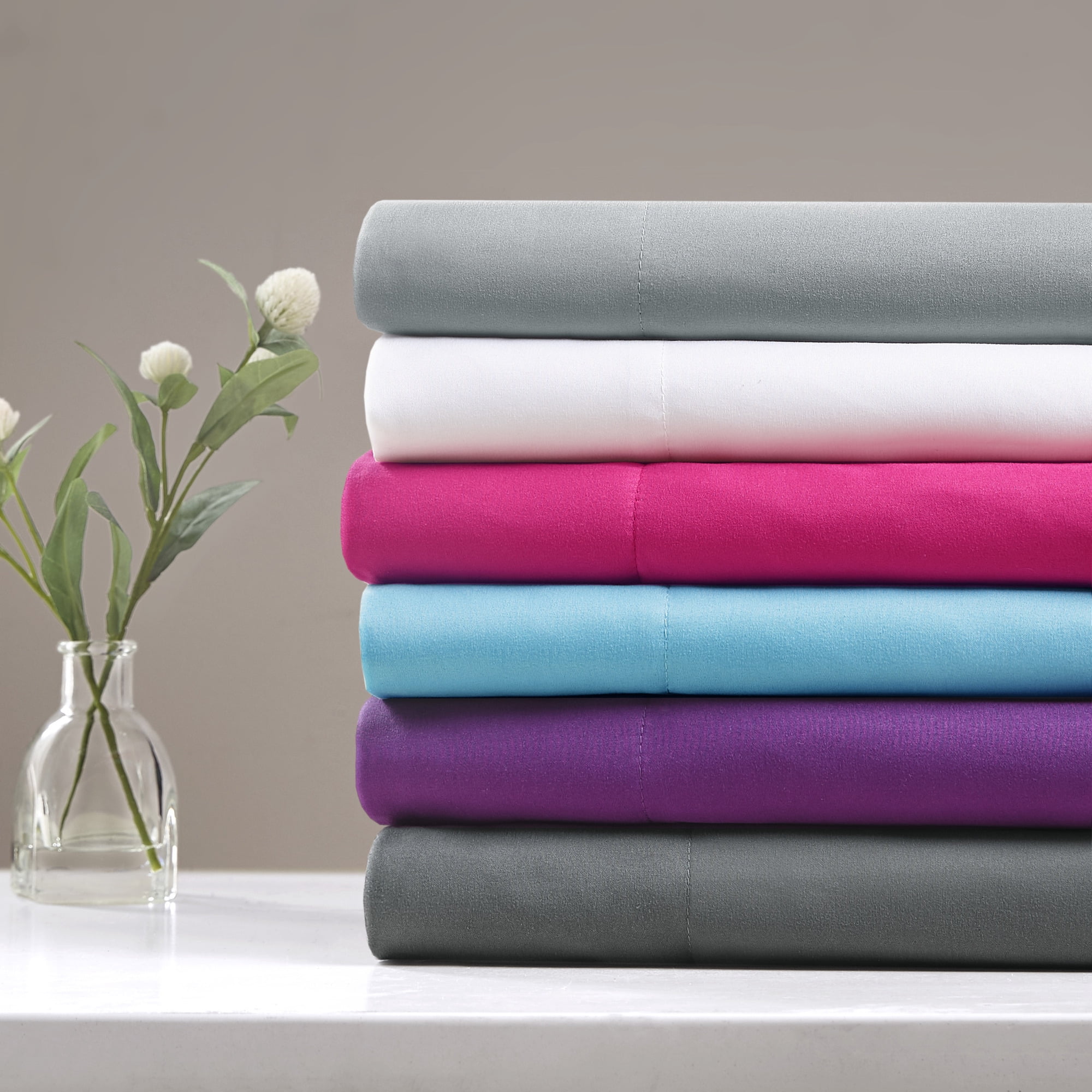 Comfort Classics Microfiber 6 Piece Pink Sheet Set with Side Storage Pockets, Queen