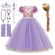 thumbnail image 3 of Disney vestido de princesa Rapunzel para niños, conjunto de disfraces enredados, ropa de fantasía para fiesta de cumpleaños, Carnaval y Halloween, 3 of 4