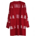 thumbnail image 6 of Christmas Cardigan Sweaters for Women Long Sleeve Loose Fit Casual Knit Christmas Tree Embroidered Sweater Jacket Winter Xmas Open Front Cozy Holiday Soft Christmas Sweaters for Women Red M, 6 of 7