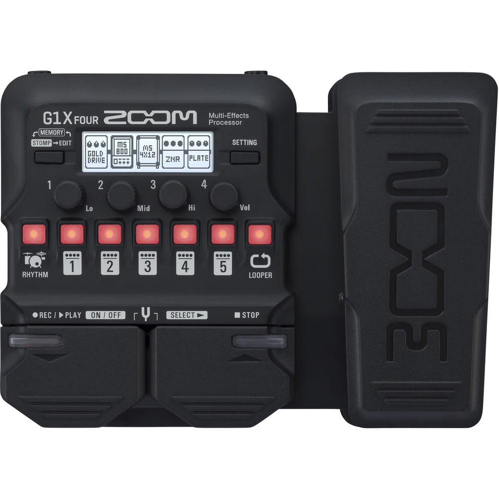 Zoom G1X Four Multi-Effects Pedal + 4x AA Batteries with Charger + Cleaning kit + Wire Ties