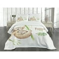 thumbnail image 3 of Ambesonne Sloth Quilted Bedspread Set 3 Pcs, Happy Family Boho Style, King Size, Pale Brown Green, 3 of 5