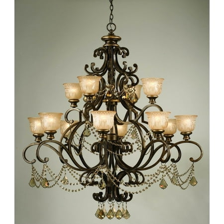 

Twelve Light Chandelier-Golden Teak Crystal Color-Swarovski Strass Crystal Type-Bronze Umber Finish Bailey Street Home 49-Bel-1628159