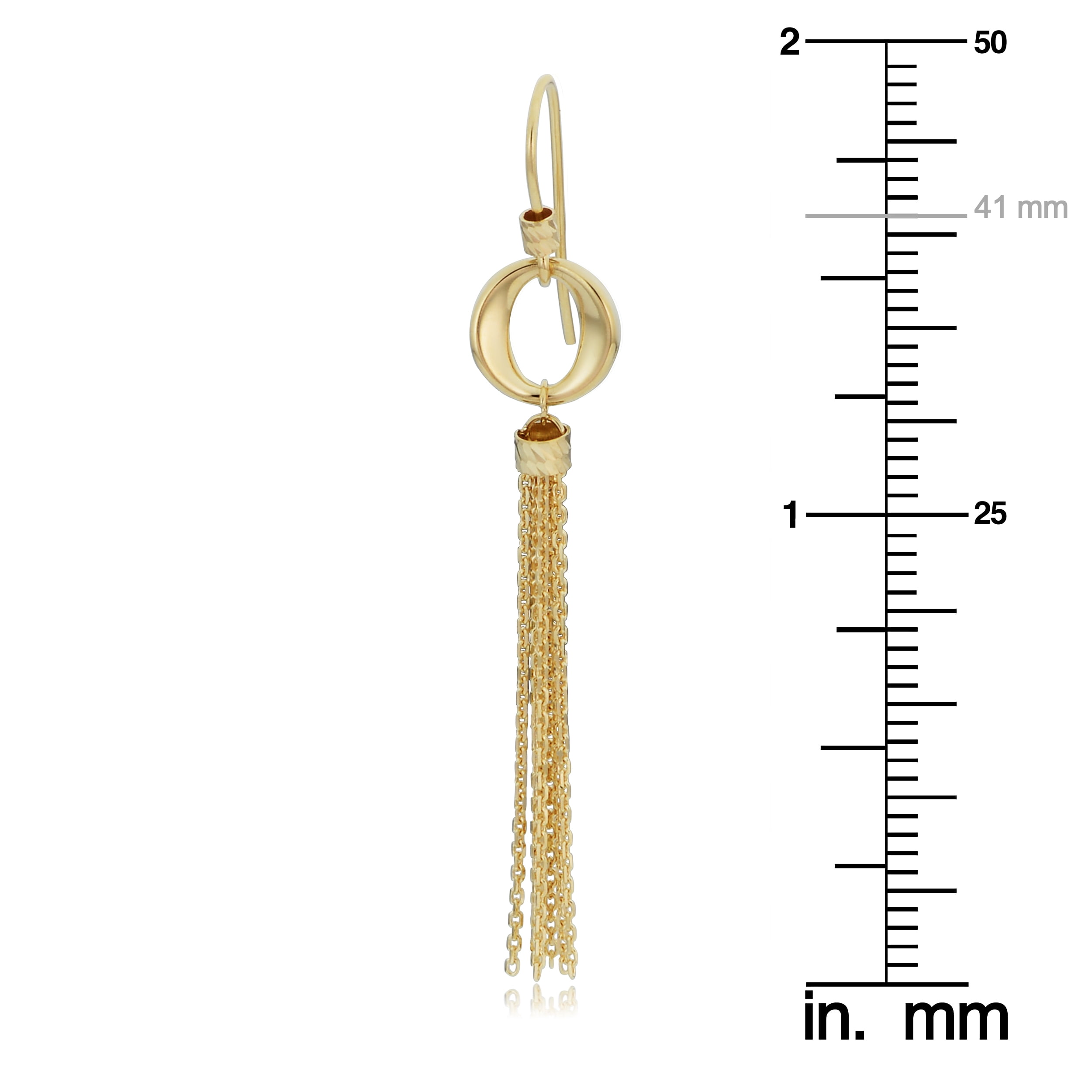KoolJewelry 14k Yellow or Rose Gold Tassel Hook Earrings, 1.75" Long