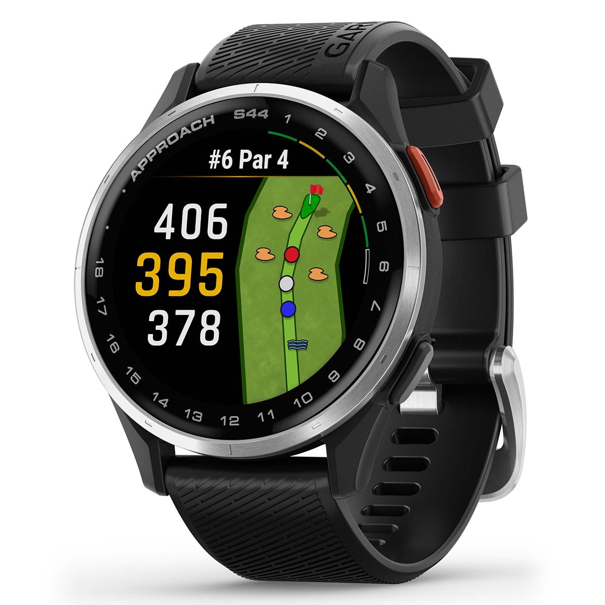 Garmin Approach S44 (Silver/Black) Golf GPS Smartwatch Bundle with PlayBetter Screen Protectors, Wall Adapter & Hard Case