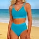 thumbnail image 5 of Conjunto de Bikini de Cintura Alta para Mujeres Traje de Baño de Dos Piezas de Control Del Estómago, Traje de Baño de Bloque de Color con Almohadillas Extraíbles, 5 of 8