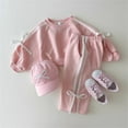 thumbnail image 2 of Girl Outfits Long Sleeve Bowknot Crewneck Sweatshirt Pants Tracksuit Set Girls Clothes Pink 2-3 Years, 2 of 5