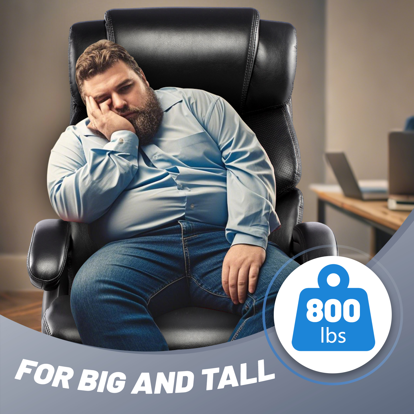 800LBS Big and Tall Office Chair for Big and Tall Individuals, Durable Chair with High Back, Extra Wide Seat and Adjustable Lumbar, Large Computer Desk Chair Comfortable for Home Office