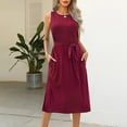 thumbnail image 3 of AherBiu Robe Midi T-Shirt d'Été Décontractée pour Femmes 2024 Sans Manches Confortable avec Fente et Poche, 3 of 6