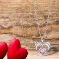 thumbnail image 3 of 18k White Gold Plated Double Love Heart 5A Cubic Zirconia Women Jewelry Pendant Necklace, 3 of 6