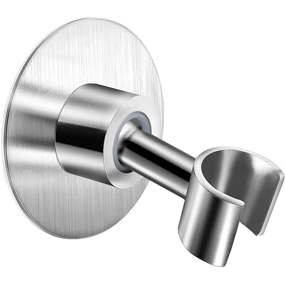 Stainless Steel Shower Head Holder, 360° Adjustable Adhesive Handheld Bathroom Shower Head Bracket, Metal Shower Spray Holder Wall Mount No Tools Needed Brushed SUS 304 Steel Holder, Silver
