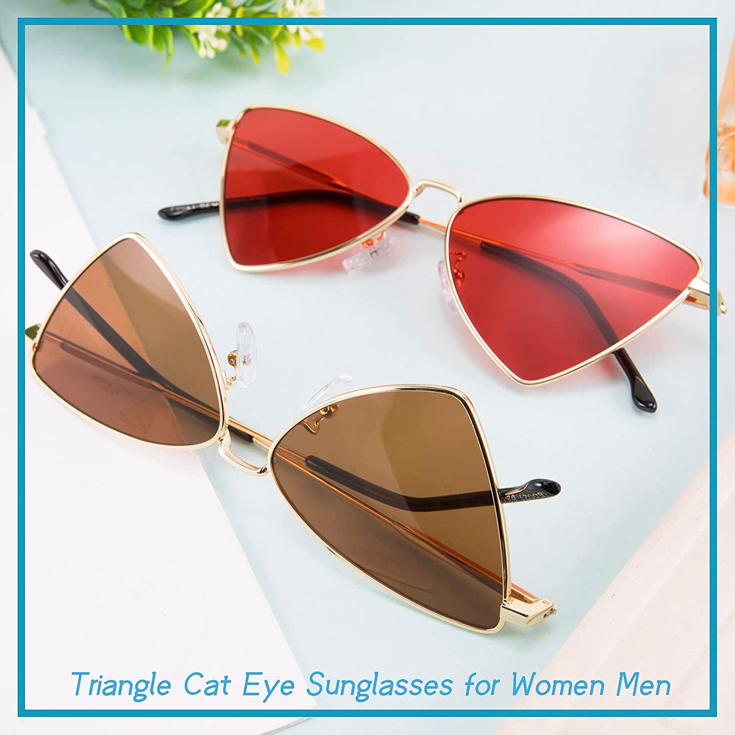 Vintage Punk Triangle Sunglasses Women Men Metal Frame Black Red Yellow  Pink Sun Glasses Retro Shades - CN18Y39E79S