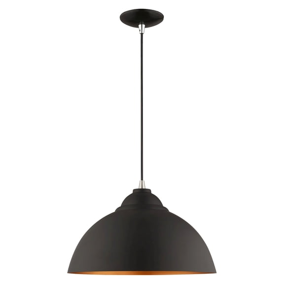 Livex Lighting 1-Light Transitional Metal Single Pendant in Black