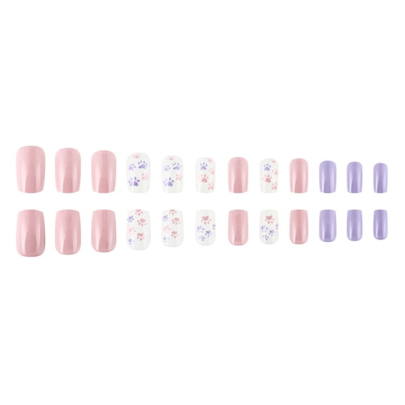 Square Glossy Designs Fake Nails on Nails in 12 Size,24Pcs French Nails Tip for DIYS Nails Decors