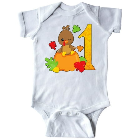 

Inktastic First birthday turkey on pumpkin Gift Baby Boy or Baby Girl Bodysuit