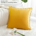 thumbnail image 3 of PiccoCasa Velvet Pillow Cover with Pompoms for Sofa Bed 1PCS Golden Yellow 20x20Inch, 3 of 8