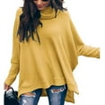 thumbnail image 3 of Azrian Plus Size Blouses Women's Fashion Casual Long Sleeve Solid Color Turtleneck Split Tops Blouse, 3 of 5
