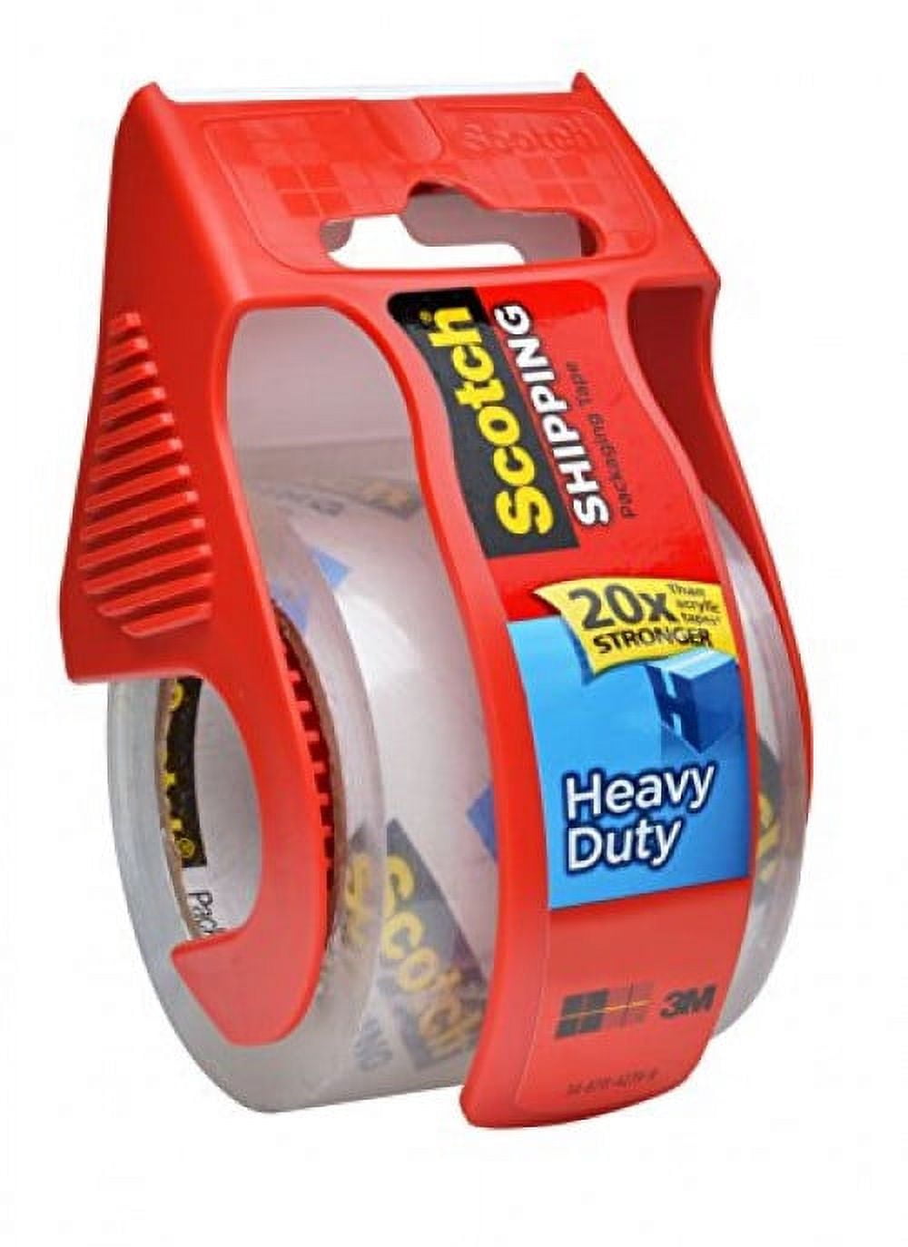 Scotch Heavy Duty Packaging Tape, 1.88" x 22.2 Yard, 1.5" Core, Clear, 6 Rolls with Dispenser (142-6)