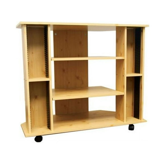 35 in. Wood Brown Open Shelving TV Stand