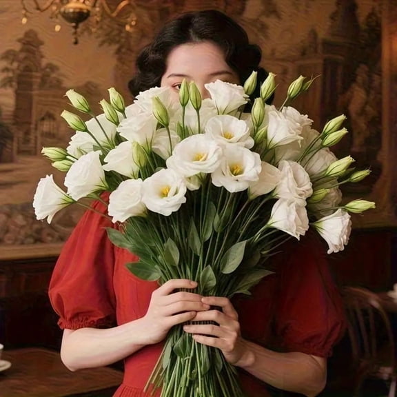 12 White Lisianthus Artificial Flowers 26.77in Stems Wedding Decor