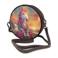 thumbnail image 2 of Lsque Meditating Cute Horse Pattern Shoulder Bag – Microfiber Leather Crossbody with Detachable Strap & Handle Ring, Waterproof & Durable, Elegant Everyday Carry, 2 of 5