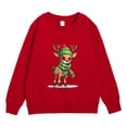 thumbnail image 3 of Boys Sweatshirts Childrens Reindeer Snowflake Fleece Crew Neck Long Sleeve Hoodless Top Red, 3 of 4