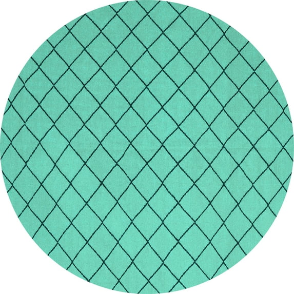 Ahgly Company Machine Washable Indoor Round Solid Turquoise Blue Modern Area Rugs, 3' Round