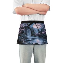 Yayeee Waist Apron with Pockets for Cooking Waterproof Half Server Aprons, Moon Floral Waterfall