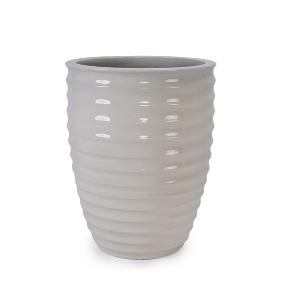 BOFANG Large Modern Ceramic Planter for Entryway, Patio, and Garden(Milk White)